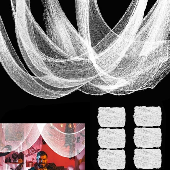 6Pack Scary Window Decor,72x30In Reusable Gauze Cheesecloth Decor for Party Use,QZS Portable Festival Decorations for Home,Office