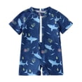 thumbnail image 5 of Cowsor Baby Boys One Piece Swimsuit Cute Print Half Placket Design Quick Dry UV Protection Swimwear for Toddlers Summer Beach Pool Activities, 5 of 7