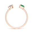 thumbnail image 2 of ANGARA Natural Two-Stone Emerald-Cut Emerald & Pear Diamond Open Ring in 14K Rose Gold for Women (Size-6x4mm) | May Birthstone, Birthday, Anniversary, Jewelry Gift for Women | Natural Emerald Ring, 2 of 9