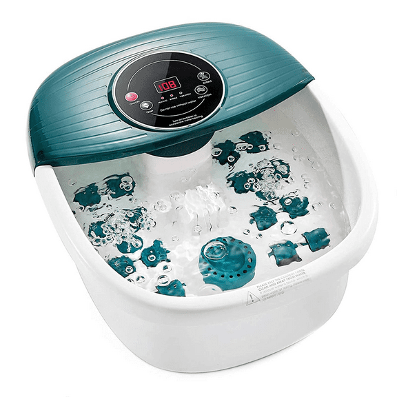 MaxKare Bain de Pieds Massant avec Chaleur, Bulles et Vibration, Contrôle Numérique de la Température, Rouleaux pour Trempage des Pieds, Vert
