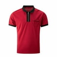 thumbnail image 4 of Men's Zipper Sports Casual Polo Shirt Short Sleeve Button Golf Shirt with Pockets Fashion Tops, 4 of 6