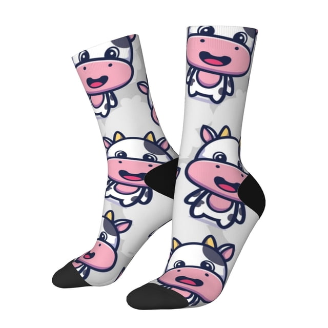 Balery Baby Cow Calcetas Largas con Estampado para Hombre y Mujer – Suaves y Transpirables, Talla Única (US 5-11)