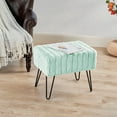 thumbnail image 1 of HOME SOFT THINGS OTOMAN/TABURETE SUPER SUAVE DE PIEL SINTÉTICA. OTOMAN TAPIZADO PARA REPOSAPIÉS CON PATAS DE METAL NEGRO Y ASIENTO ACOLCHADO. 48X33X43CM, AQUA DESLAVADO, 1 of 7