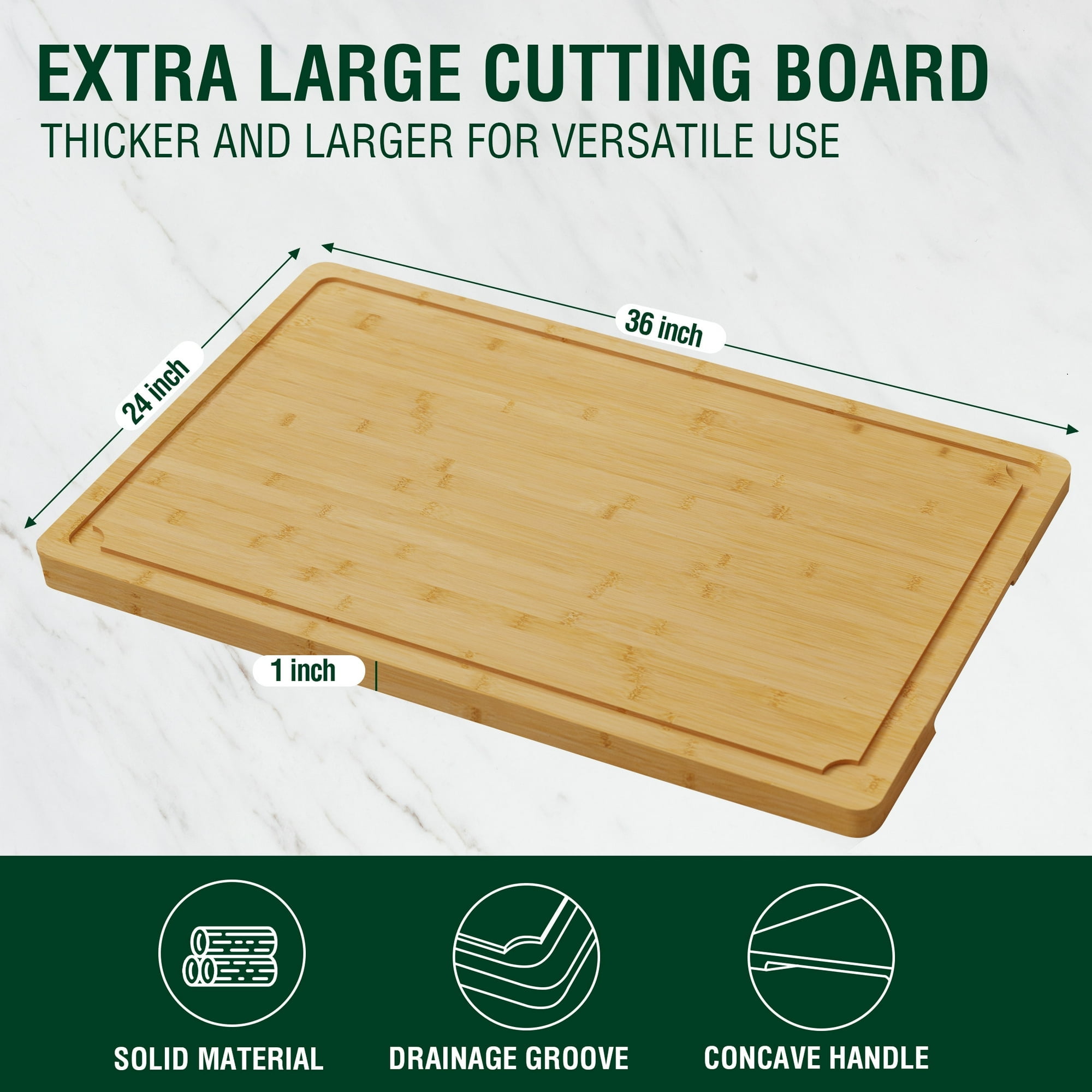 Empune 36 x 24 Extra Large Bamboo Cutting Board, Wooden Chopping Board for Kitchen, Stove Top Cover Large Charcuterie Board, Over the Sink Cutting Board, 5XL