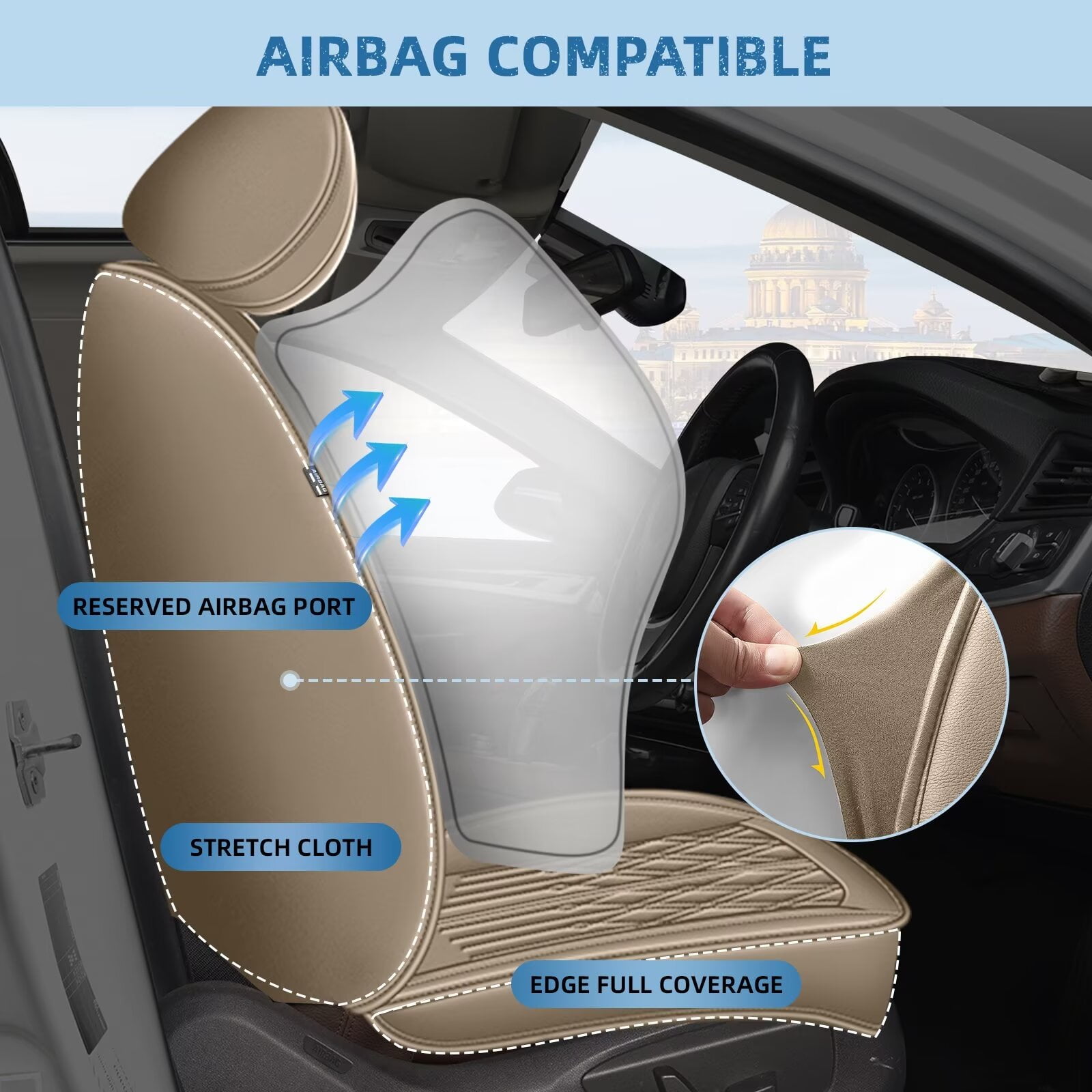 DIKSOAKR Seat Covers Fit for Toyota Camry 2012-2024 2025 Full Set Leather Seat Covers Breathable Waterproof Vehicle Seat Cushion (2 Row 5 Seat, Beige)
