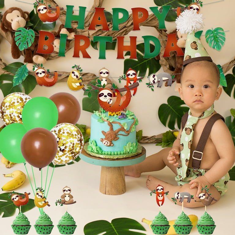 Sloth Birthday Banner – Cute Sloth Party Decorations For Baby Showers & Kids Birthdays