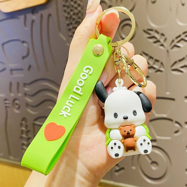 LLavero de Sanrio con melodía Kuromi para mujer, llavero Kawaii de dibujos animados de rana, pudín, perro, pingüino, colgante para bolso de mujer, venta al por mayor, 2024