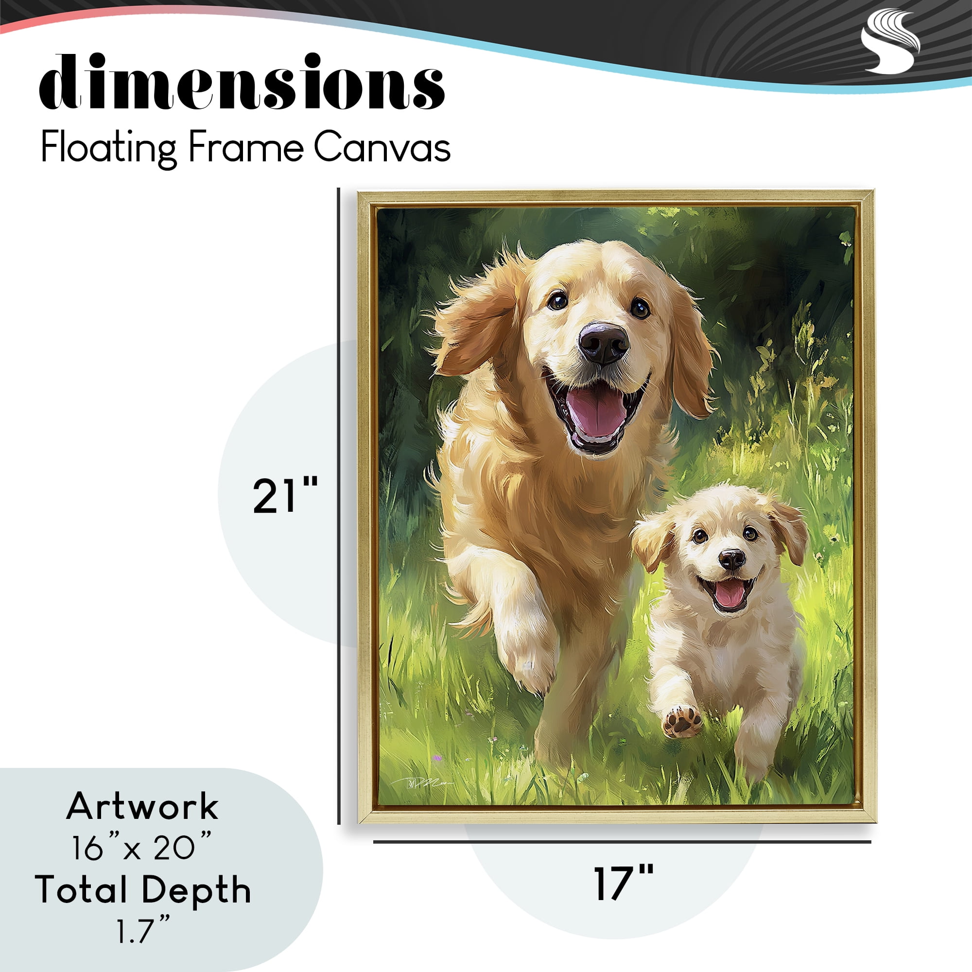 Father & Son Labrador Gold Framed Floater Canvas Wall Art, design by Momart