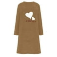 thumbnail image 6 of Women's Fuzzy Fleece Nightgown Heart Printed Thicken House Coat Casual Long Sleeve Crewneck Sleepwear Flannel Night Dress, 6 of 7