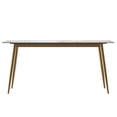 thumbnail image 6 of LeisureMod 7-Piece Dining Set 55” Rectangular Dining Table with Sintered Stone Top Gold Stainless Steel Base and 6 Upholstered Side Chairs with Powder-Coated Legs for Home, Kitchen Zayle Collection, 6 of 17