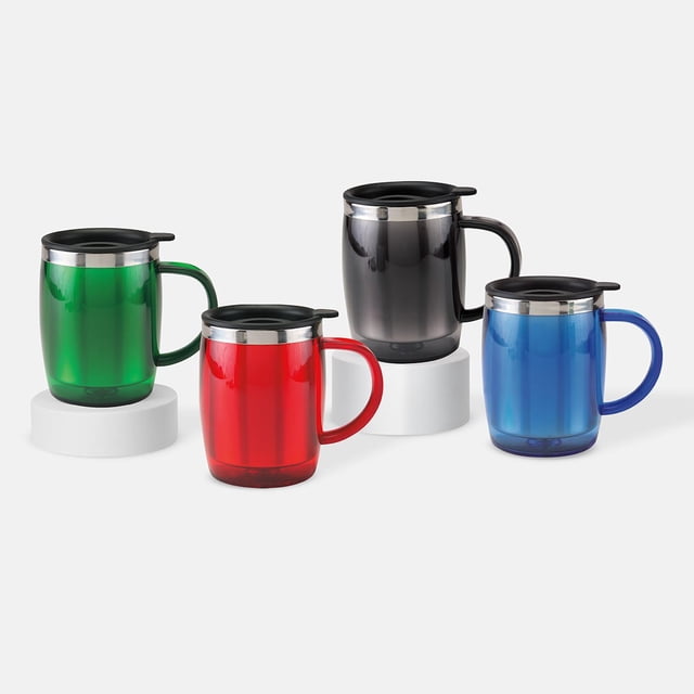 Paquete con 35 piezas de Taza doble pared acero inoxidable con tapa negro 9 x 12