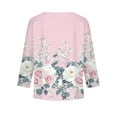 thumbnail image 4 of Abcomgle Kids Long Sleeve Shirt Girls Crewneck Fall T-Shirts for Kids Girls Casual Basic Top for Girls Loose Vintage Floral Print Girls Blouses 6-7 Years,Pink, 4 of 6