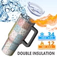thumbnail image 5 of 40oz Pioneer Flower Floral Print Pattern Insulated Tumbler with Handle, BPA-Free Leak Proof Lid and Straws, Double Wall Vacuum, Hot 12h/Cold 34h, 5 of 6