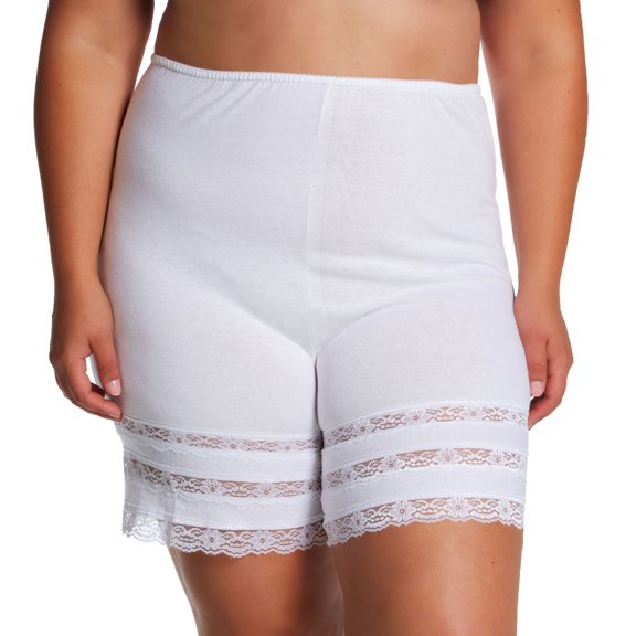 Women's Shadowline 3386X Plus Adjustable Cotton Knit Culottes (White 2X)