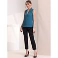 thumbnail image 4 of Blusa sin mangas con cuello en V de oficina para mujer Azul XS, 4 of 6