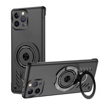 for iPhone 13 Rugged Case Compatible with MagSafe Wireless Charging [Heat Dissipation] [Built-in Ring Holder Stand], Magnetic Shockproof Protective Case for iPhone 13, Black