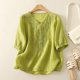 thumbnail image 1 of mfyjkho Tops Para Hacer Ejercicio Para Mujer, Blusa Bordada De Lino Sintético Para Mujer, Con Mangas 3/4 Y Cuello En V, Estilo Moderno Tops Para Hacer Ejercicio Xxl, 1 of 8
