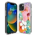 thumbnail image 3 of MUNDAZE Apple iPhone 13 Shockproof Clear Hybrid Protective Phone Case Hawaiian Vibes Hibiscus Flowers Monstera Summer Cover, 3 of 5