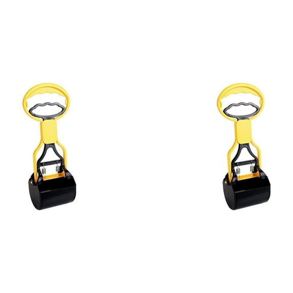 Hemoton 2-Pack Portable Plastic Pet Poop Pickup Clips, Small Pooper Scooper for Dogs, Puppies, Cats, Indoor & Outdoor Waste Cleaning Tools (Yellow)