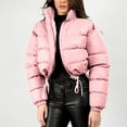 thumbnail image 5 of YueHuiYing Women's Cropped Long-sleeved Jacket Zip Up Winter Short Quilted Jackets Bubble Coat, 5 of 7