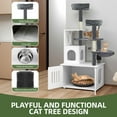 thumbnail image 5 of Uforic Cat Tree with Litter Box Enclosure, 2-in-1 Modern Cat Condo, 59" Hidden Litter Box Furniture, White, 5 of 9