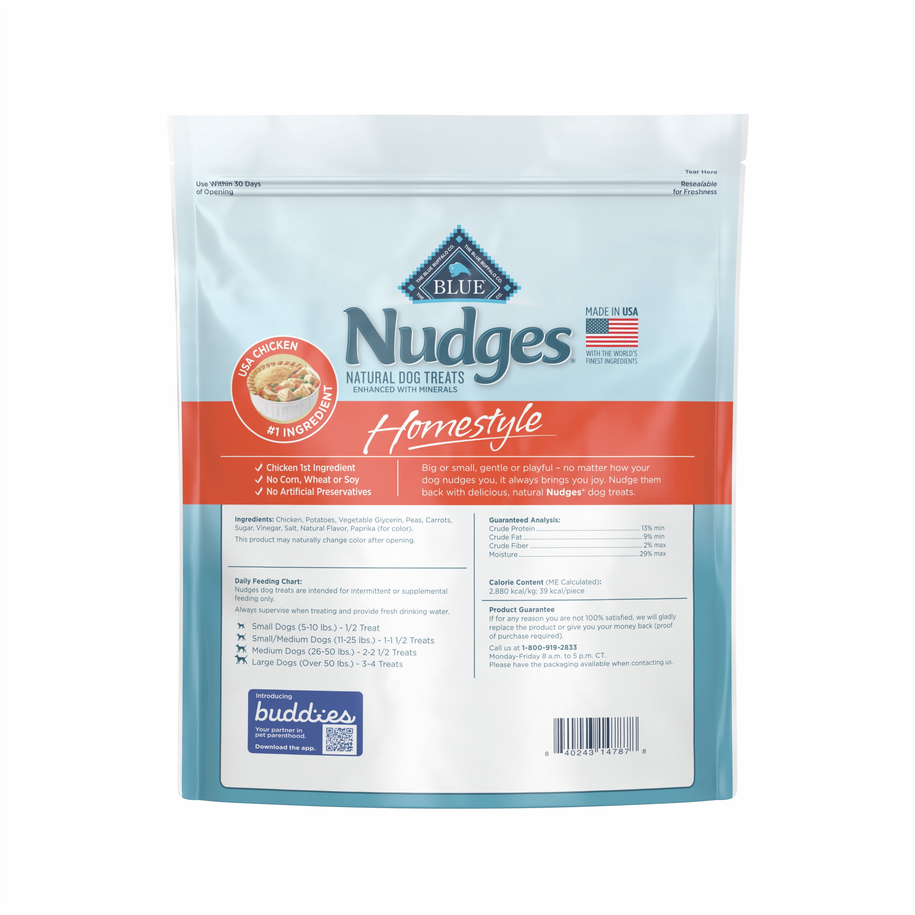 Blue Buffalo Nudges Homestyle Natural Dog Treats, Chicken, 40oz