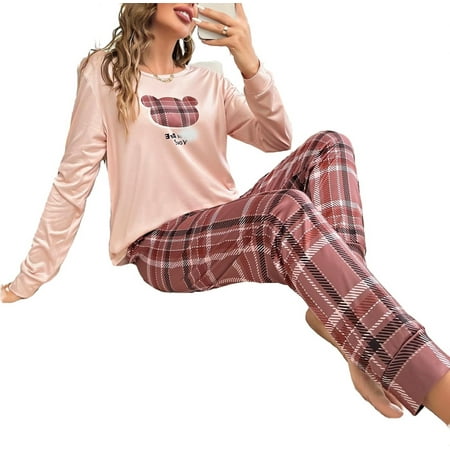 

Cute Round Neck Pant Sets Long Sleeve Multicolor Womens Pajama Sets (Women s)