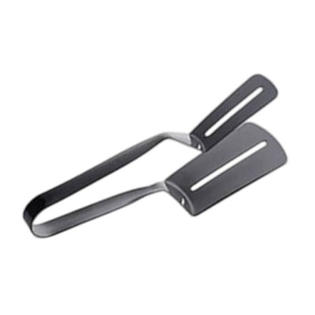 Stainless Steel Barbecue Tongs Non Grill Scraper with Extended Handle Black Steel Heat Resistant for Flipping Steaks and Pancakes