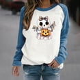 thumbnail image 7 of Womens Witch Halloween Sweatshirts Long Sleeve Funny Graphic Sweater Loose Pullover Crewneck T-Shirt Tops Khaki, 4XL, 7 of 7