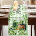 thumbnail image 3 of Table Runners 72 Inches Long Dress Scarves, St. Patrick's Day Farmhouse Kitchen Table Runner, Coffee Tablerunners, Lucky Shamrocks Boots Green Buffalo Plaid 14x72 Inch, 3 of 9