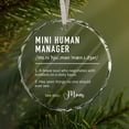 thumbnail image 3 of Personalized Glass Christmas Gift for Moms, Parents & Toddler Wranglers, Funny “Mini Human Manager” Ornament, 3 of 5