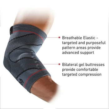McDavid Sport Pain  Compression Black Knit Elbow Sleeve with Gel Buttresses, Small/Medium