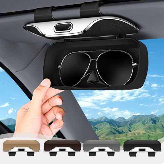 Viflosae Car Sunglasses Holder Glasses Case Storage Box Multi Functional Organizer for Bills Cards Receipts Auto Interior Accessories Visor Eyewear Organizer Compartment Tray Dashboard Caddy