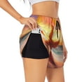thumbnail image 3 of Lsque Starfish Sunset Sea Beach Printed Women's Running Shorts with Liner Pockets,Elastic Quick Dry Workout Athletic Gym Yoga Shorts,Womens High Waist Shorts-Large, 3 of 9