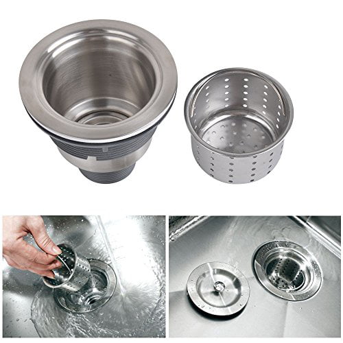 Kitchen Sink Strainer Assembly Sink Drain 304 Stainless Steel with Removable Deep Waste Basket and Sealing Lid 3-1/2-inch Copper