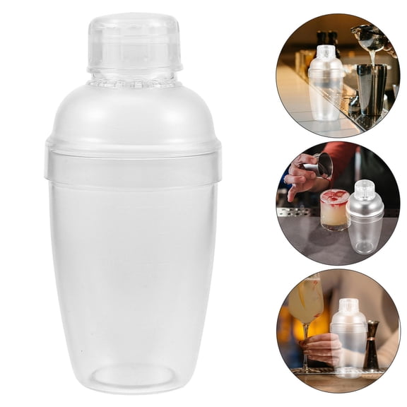 HONMEET Clear Plastic Cocktail Shaker with Measurement Markings for Mixing Drinks, Cocktails, and Bar Use, and Easy to Clean