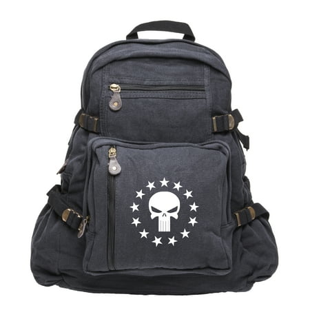 Army Sport Heavyweight Canvas Mini Backpack Bag Punisher Skull and 13