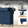 thumbnail image 4 of 53.2'' Kitchen Island with Drop Leaf, Kitchen Storage Cart with Spice Rack, Towel Rack and 2 Drawers, Rolling Kitchen Island on Wheels with Adjustable Shelves for Kitchen, Dining Room, Navy Blue, 4 of 7