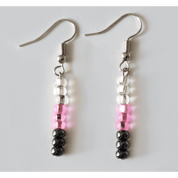 Black Pink Dangle Earrings Trendy Colorful Seed Bead Silver Earrings Women