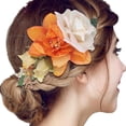 thumbnail image 2 of XASZHN Flower Metal Hair Side Combs Slide Clips Floral Hair Accessory Orange_006 One Size, 2 of 5