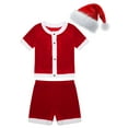 thumbnail image 5 of TiaoBug Men Christmas Santa Claus Cosplay Costume Boxers Leotard Bodysuit with Hat Xmas Party Outfits B Red L, 5 of 7