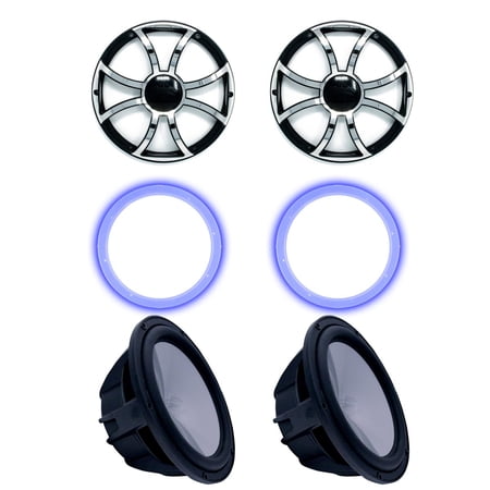 Two Wet Sounds Revo 10  Subwoofers  Grills  & RGB LED Rings - Black Subwoofers & Black Grills With Steel Inserts - 2 Ohm price history on PriceWatchPro
