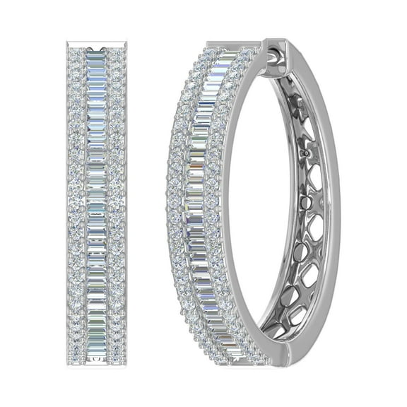 1 Carat Diamond Hoop & Huggies Earrings in 10K White Gold