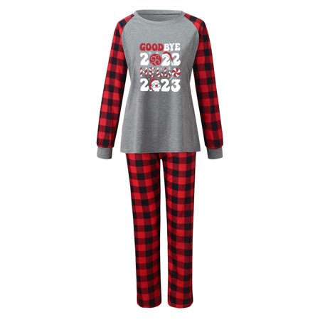 

Cathalem Bear Matching Family Christmas Pajamas Christmas Deer Plaid Print Long Sleeve T Shirt Christmas Pajamas for Family And Suit Dark Gray Large