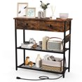 thumbnail image 1 of Costway Entryway Table with Charging Station Narrow Console Table with 2 Drawers Brown, 1 of 10
