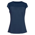 thumbnail image 3 of PMVFHDE Women Summer Short Sleeve Lace T Shirt Cool Comfortable Solid Color Fashion Top Summer Tops For Women Dark Blue, 3 of 4
