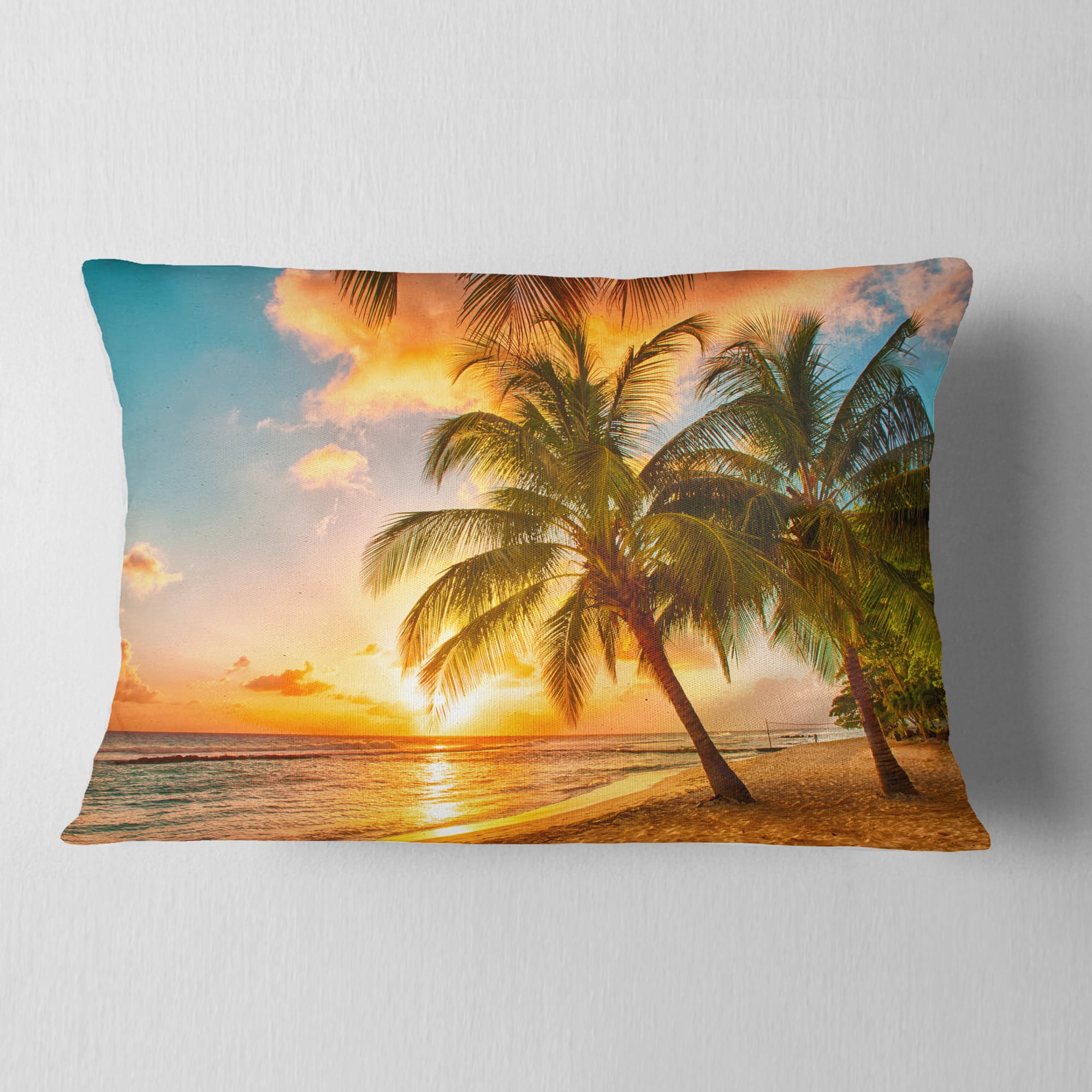 Designart Barbados Landscape - Photography Throw Pillow - 12x20