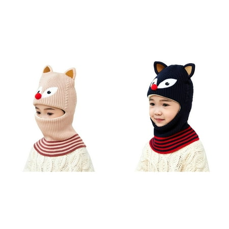 

LUOGENLI 2 Pack Toddler Winter Hat Baby Warm Hat Lined Girls Boys Kids Cartoon Winter Hat Scarf Earflap Hood Skullss Caps Sun Hats For Kids Packable Blue Winter Hats Kids Western One Size