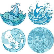 4PCS Waves Window Sliding Door Decals Sticker Static Glass Clings Non Adhesive Vinyl Film Home Decals for Windows Prevent Stop Birds Dogs Pets Strikes Sky Blue