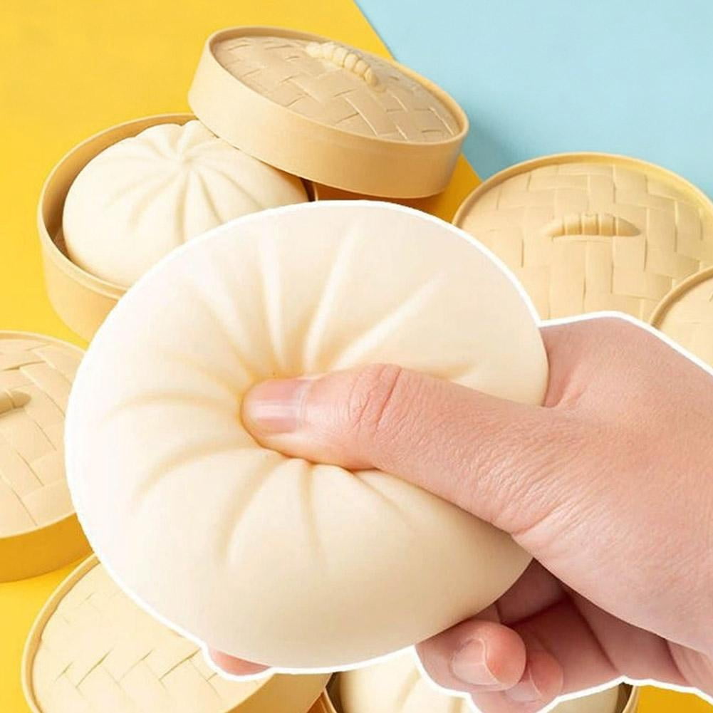 4 Pcs Easter Basket Stuffers for Kids Toddlers, Steamed Bun Squishies Stress Ball Sensory Toys, Valentine's Day Gifts Stocking Stuffers Party Favors